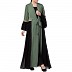 Designer abaya with attached Shrug and a belt- Jade Green-Black Designer abaya with attached Shrug and a belt- Jade Green-Black